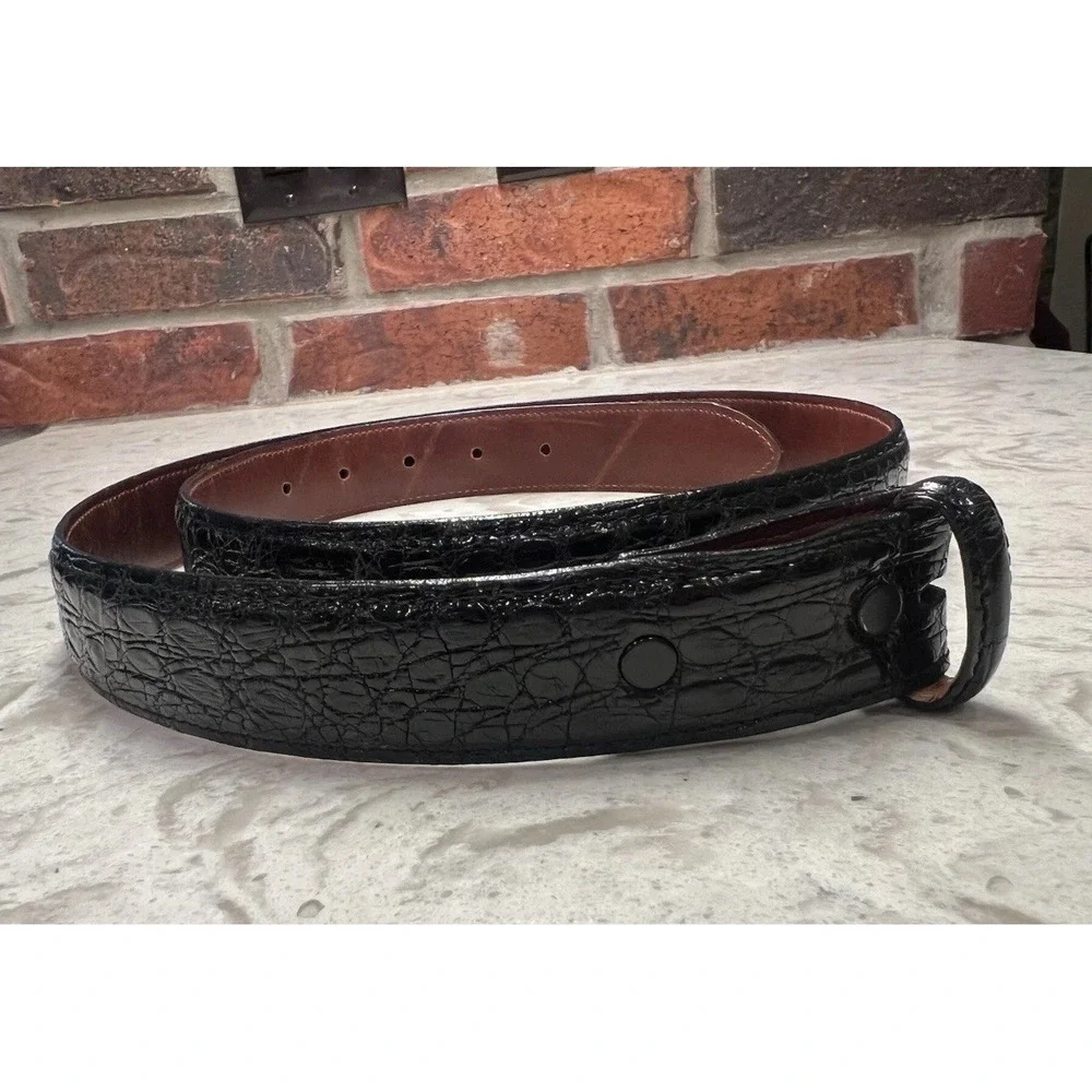 Genuine American Alligator Made In USA Black Belt Sz 38  1.2 Inch Use Own Buckle
